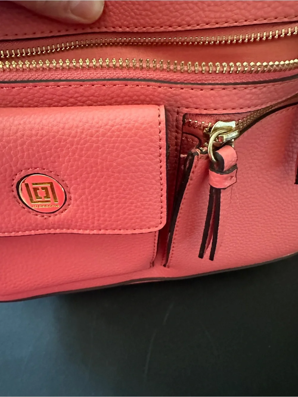 Liz Claiborne Coral Crossbody Bag with Gold-Tone Accents